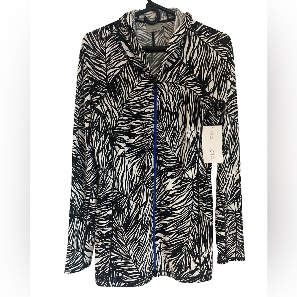 NWT! Athleta Woman’s Zebra Leaf Print Zip Up Hoodie Jacket
